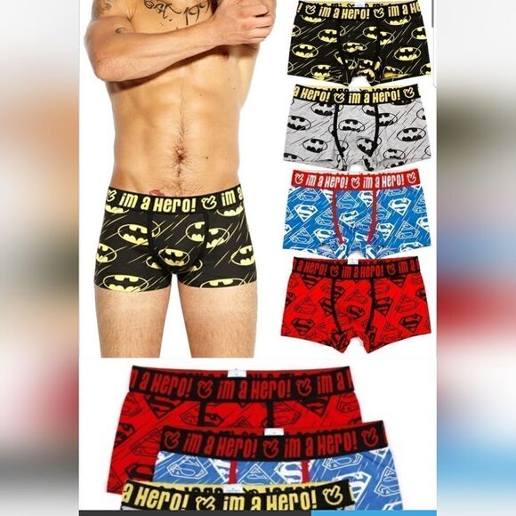 New Men's Boxer Briefs Superhero Lovers Batman Cotton Superman 4 Pack XL - Picture 4 of 12